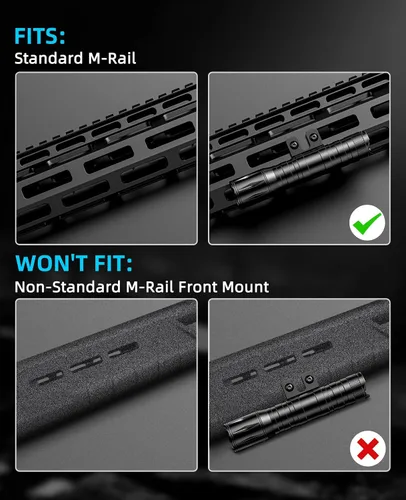 Vista 6 de EZshoot Linterna táctica de rifle de 1800 lúmenes con interruptor de presión, linterna táctica para rifle compatible con M-Rail, linterna de rifle