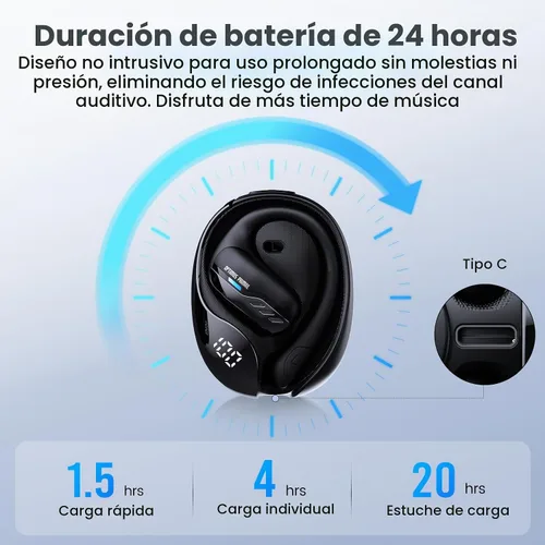Vista 6 de Transformers Auriculares inalámbricos de oreja abierta Bluetooth 5.4 para correr y entrenar, auriculares sobre la oreja con ganchos impermeables