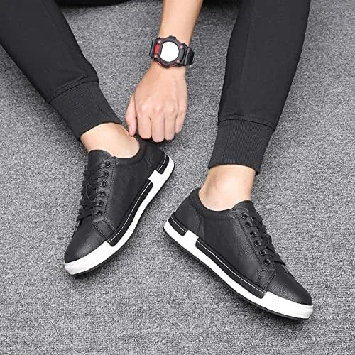 Vista 6 de Santimon Tenis clásicos para hombre, de piel, con cordones, para vestir, Oxfords