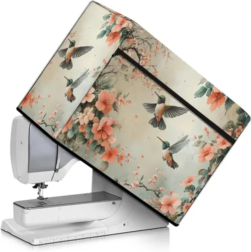 Vista 29 de Funda para máquina de coser de girasoles de otoño con prácticos bolsillos, cubierta protectora duradera acolchada contra el polvo, accesorios