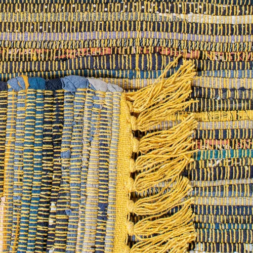 Vista 7 de Safavieh Rag Collection RAR127B - Alfombra de algodón tejida a mano, color azul y multicolor, Algodón, Amarillo/Multi