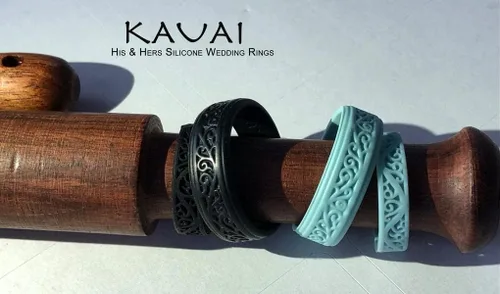 Vista 6 de KAUAI Anillos de boda de silicona para hombres. Anillo atemporal y elegante para parejas. Marca líder en comodidad y diseño en bandas para hombre.