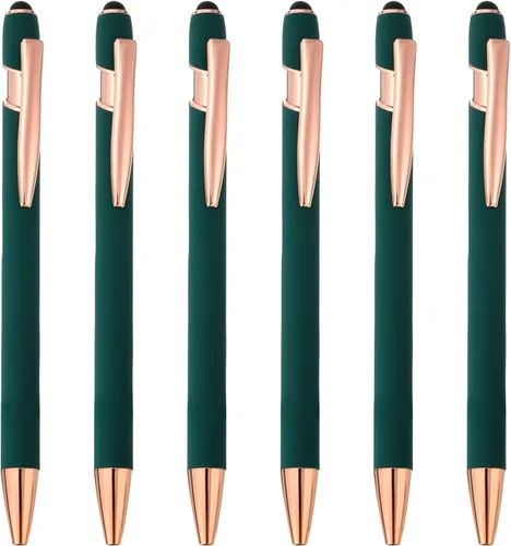 Vista 8 de PATIKIL Bolígrafo con punta de lápiz capacitivo, paquete de 6 bolígrafos de metal 2 en 1, tinta negra, punta media de 0.039 pulgadas, para pantallas