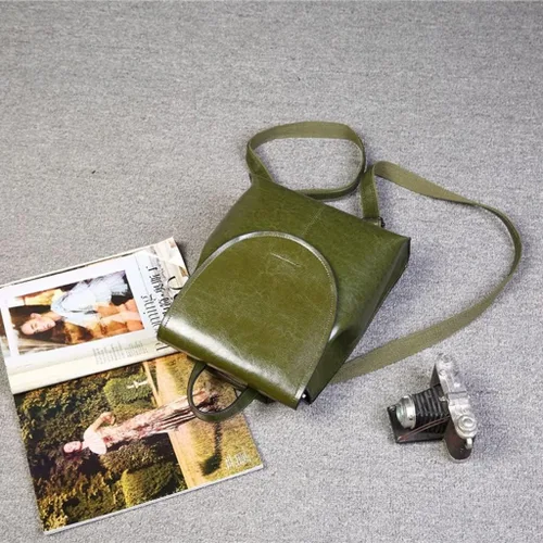 Vista 3 de na - Bolsos de cuero para mujer, mochilas casuales para exteriores, bolsas de mensajero, mochilas pequeñas de moda retro