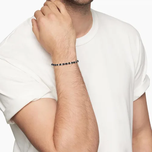 Vista 3 de GAVU Pulsera de cuentas de piedra para hombre con cierre de acero inoxidable