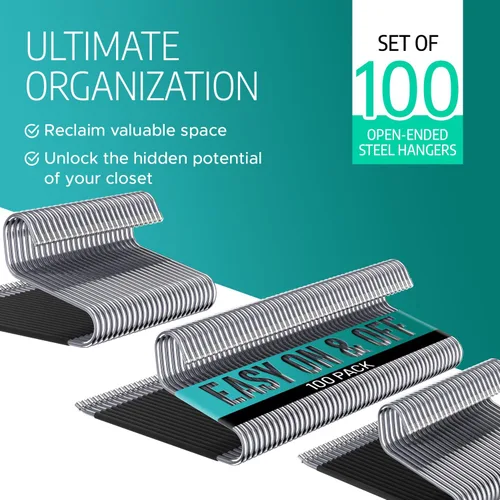 Vista 7 de Juego de 100 perchas antideslizantes de acero inoxidable para pantalones, organizador de pantalones duradero