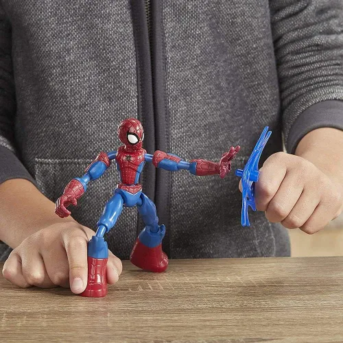 Vista 6 de Marvel Spider-Man Bend and Flex Spider-Man Figura de acción, juguete flexible de 6 pulgadas, incluye accesorio web, a partir de 4 años