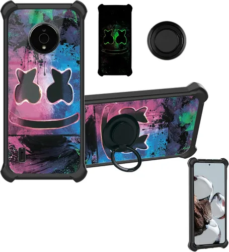 Vista 44 de Aroepurt Funda compatible con Nothing Phone 2a Phone Case Cover [PC duro + silicona suave] [soporte de anillo] [efecto luminoso] YGH-BQ