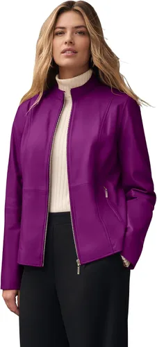 Vista 13 de Jessica London Chaqueta de cuero con cremallera frontal Negro