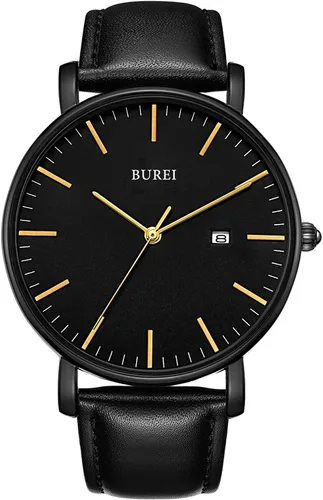 Vista 12 de BUREI Relojes de pulsera para hombre, relojes minimalistas de moda, analógicos de cuarzo, impermeables para hombres
