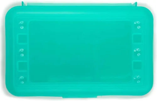 Vista 11 de Craft County Caja de lápices transparente Caja de utilidad de doble cara Organizador de suministros de oficina Azul