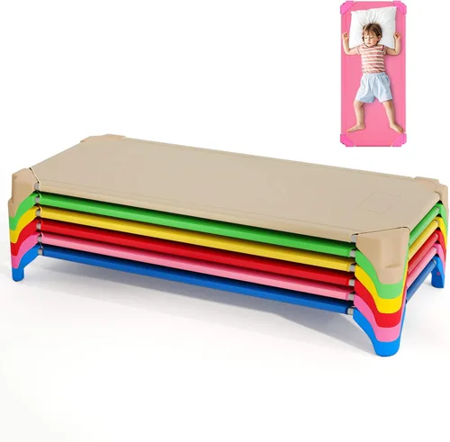 Vista 10 de Giantex Cunas de guardería apilables para dormir, 51 pulgadas de largo x 22.5 pulgadas de ancho, catres portátiles para niños y niños pequeños