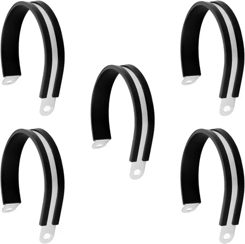 Vista 54 de MroMax Abrazadera de cable de 0.236 in de diámetro EDPM Abrazadera aislada acolchada de goma 304 Abrazadera de tubería de acero inoxidable 0.24 "R