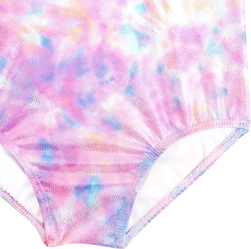 Vista 24 de HOZIY - Leotardos de manga larga para niñas, de gimnasia, para niños pequeños, trajes florales de unicornio, galaxia, arco iris, patrón de rayas