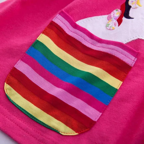 Vista 5 de Vestidos de manga larga de algodón con diseño de arco iris para niñas de 3 a 8 años