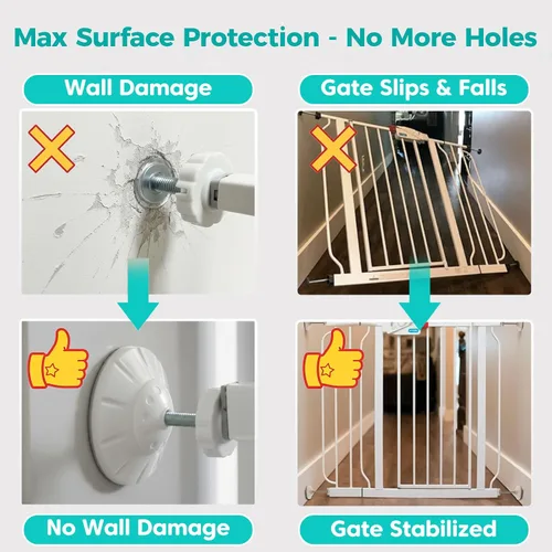 Vista 4 de Kit extensor de puerta para bebé, 4 tazas, 4 varillas de husillo M8x125mm, color blanco 3.15-inch PP/TPE baby gate wall protectors; steel cores
