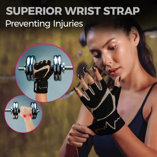 Vista 8 de MhIL Guantes de entrenamiento para mujer – Guantes de gimnasio transpirables para mujer con protección de palma y agarre mejorado – Guantes