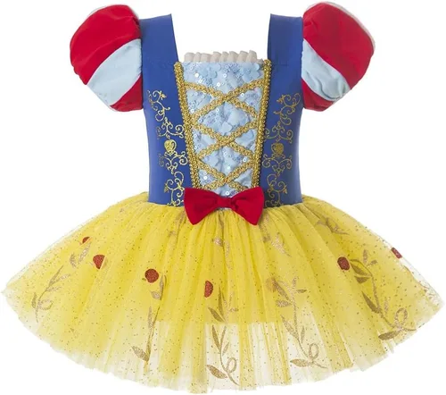 Vista 10 de Leotardos de princesa para niñas con falda de ballet y tutú para Halloween, Navidad, fiesta de cumpleaños, vestido elegante