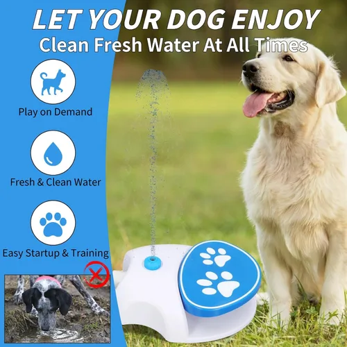Vista 2 de Fuente de agua potable para perros al aire libre, juguete automático para perros, dispensador de agua potable activado por pies, dispensador de agua