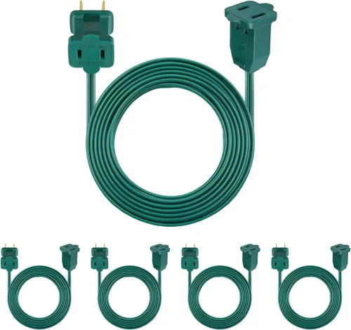 Vista 14 de [30 pies] Paquete de 5 cables de extensión de luz de Navidad de 6 pies Verde-paquete de 5