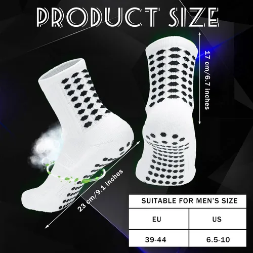 Vista 4 de Elfcool Calcetines de fútbol con agarre, 4/6 pares de almohadillas antideslizantes de agarre atlético calcetines de fútbol para hombres y mujeres