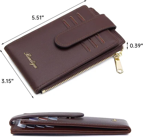 Vista 3 de Badiya Tarjetero para mujeres con RFID, carteras delgadas, plegables, tarjetero multifuncional, monedero