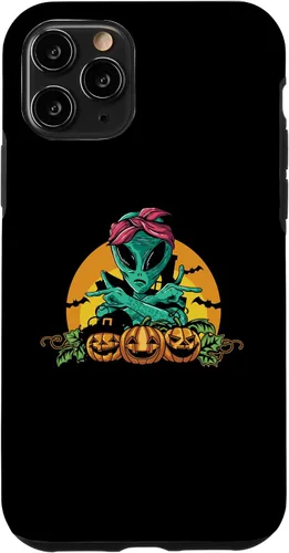 Vista 10 de iPhone 13 Pro Alien Peace Sign Halloween Costume Pumpkin Men Women Kids Case