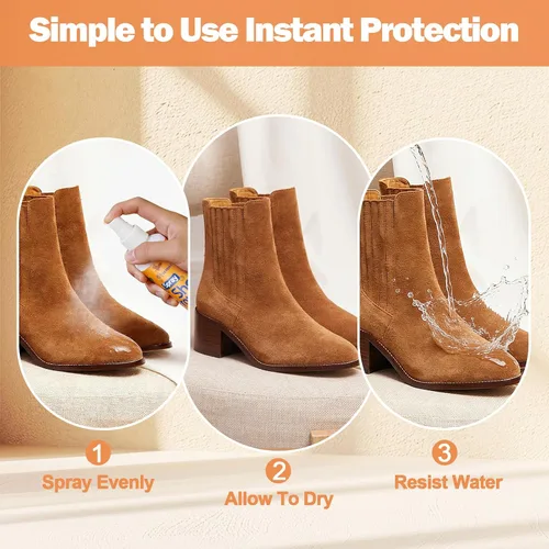 Vista 5 de Shoe Protector Spray - 6.76oz Professional Waterproof Stain Guard Advanced Nano Protection for Suede,Leather,Fabric