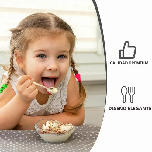 Vista 3 de Juego de 300 mini cucharas desechables doradas de 4 pulgadas, pequeños postres de plástico, cucharas de degustación resistentes para aperitivos