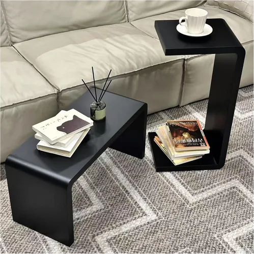 Vista 16 de Mesa auxiliar en forma de C, mesa auxiliar de madera maciza para sofá, cama y sala de estar, mesa auxiliar pequeña para aperitivos que ahorra