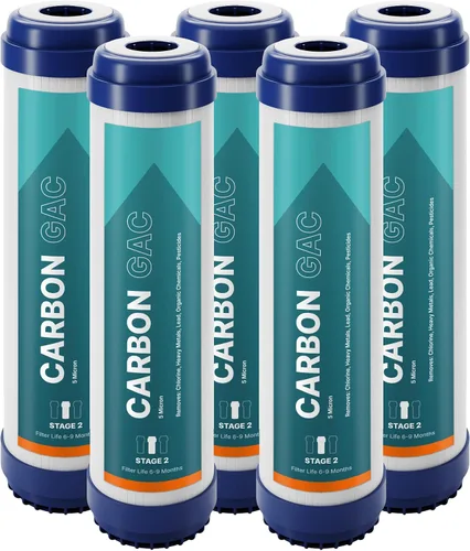 Vista 11 de NU Aqua Cartucho de filtro de carbón activado granular de ósmosis inversa – 10 pulgadas 1 micrón universal GAC RO – 1 paquete de filtros premium