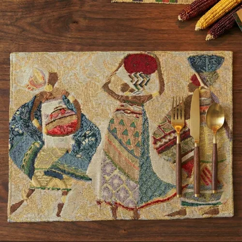 Vista 19 de DaDa Bedding - Juego de 4 manteles individuales de algodón y lino para mesa de comedor, 13 x 19 pulgadas