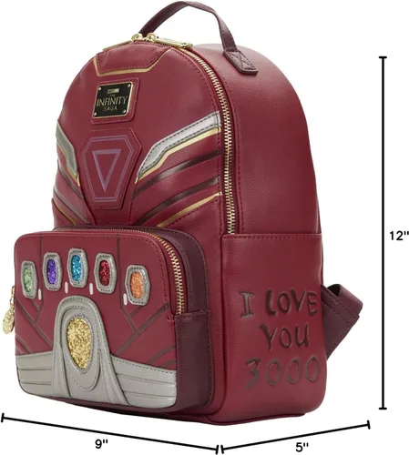 Vista 9 de Loungefly Marvel Avengers Iron Gauntlet Infinity Saga Hero Mini Mochila, Rojo -, Bolso de hombro