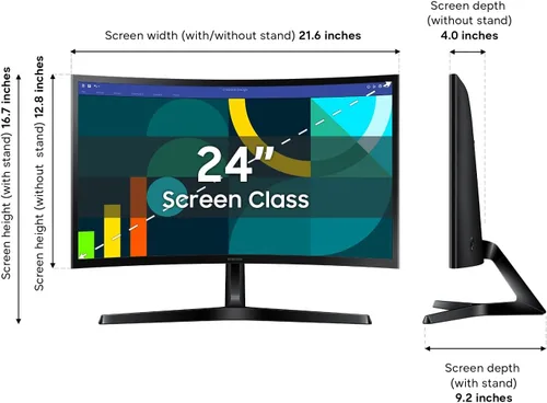 Vista 3 de Samsung Monitor de computadora curvo Essential S3 (S36GD) Series FHD 1800R