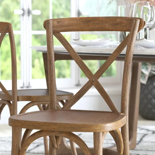 Vista 7 de Flash Furniture Advantage - Silla con respaldo en X natural oscuro raspado a mano Hand Stained Finish, Durable Construction, Commercial Use