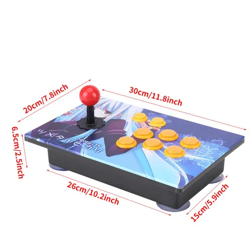 Vista 3 de Tnfeeon Controlador de juegos de PC, joystick de arcade, joystick de juego de arcade, controlador de juego USB, superficie oblicua para computadora