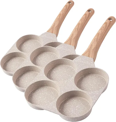 Vista 9 de CAROTE Sartén antiadherente de granito para huevos de 4 tazas, color negro