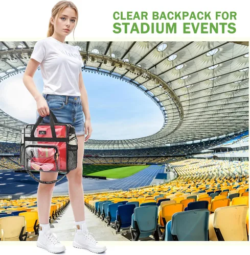 Vista 38 de MAY TREE Bolsa transparente para eventos en estadios de 12 x 6 x 12 pulgadas, bolsa de almuerzo transparente con correas reforzadas para trabajo