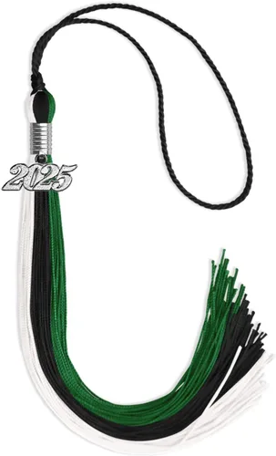 Vista 63 de Endea Graduation Borla de triple color con gota de fecha plateada (negro/dorado/granate, 2020)