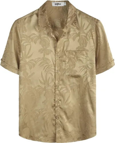 Vista 2 de VATPAVE Camisas de verano jacquard de ajuste regular para hombre, estilo casual, con botones, manga corta, con bolsillo