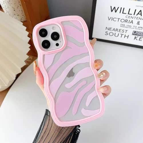 Vista 9 de DEFBSC Compatible con iPhone 11, bonita funda protectora con forma de marco de onda rizada, diseño artístico de parachoques para teléfono