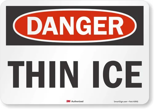 Vista 5 de SmartSign "Danger - Thin Ice" etiqueta 5" x 7" vinilo laminado reflectante 3M