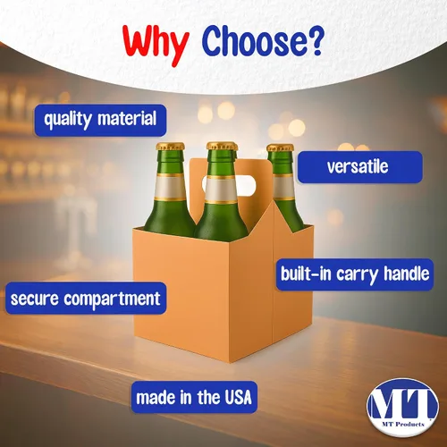 Vista 5 de MT Products 4 soportes para botellas de cartón kraft de 12 onzas. Portabotellas de cerveza o soda para un transporte seguro y fácil, paquete de 4