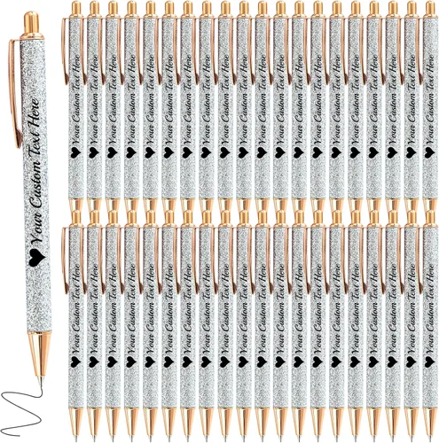 Vista 10 de Bolígrafos de purpurina personalizados con nombre impreso, bolígrafo personalizado con barril de metal, retráctil, bonito y elegante, regalos