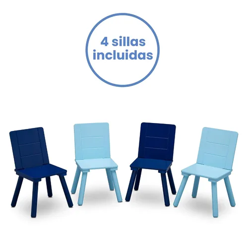 Vista 5 de Delta Children Conjunto de mesa y sillas para niños (4 sillas incluidas), gris/azul