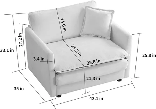 Vista 232 de Sofá seccional modular verde de 111.5", sofás seccionales grandes de 3 plazas para sala de estar, sofá nube oversized de tela chenille con otomana