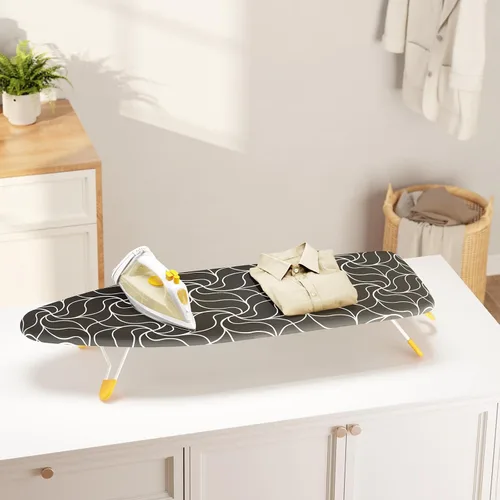 Vista 9 de Tabla de planchar pequeña de 12 x 38 pulgadas, tabla de planchar pequeña con base de metal de malla, mini tablas de planchar de mesa que ahorran
