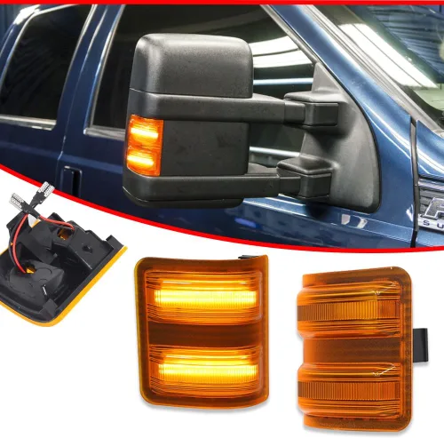 Vista 2 de Luz de marcador LED para espejo de 2008-2016 Ford F250 F350 F450 Super Duty, luz de señal de giro ámbar, lente ámbar