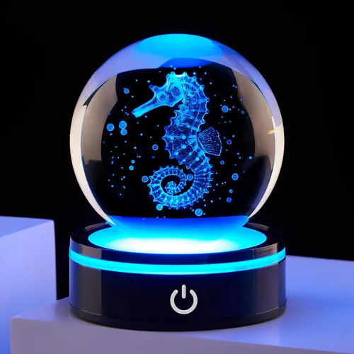 Vista 8 de Estatua de bola de cristal 3D, regalo de bola de vidrio del océano femenino, adecuada para amigas y amigos masculinos, graduados, amigos, colegas