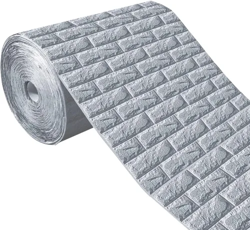 Vista 9 de Calcomanías de pared de ladrillo 3D de 47.2 x 23.6 pulgadas, paneles de espuma autoadhesivos, papel tapiz de ladrillo para sala de estar, fondo